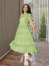 MULMUL GREEN FLORAL JAAL BLOCK PRINTED DRESS MULMUL GREEN FLORAL JAAL BLOCK PRINTED DRESS